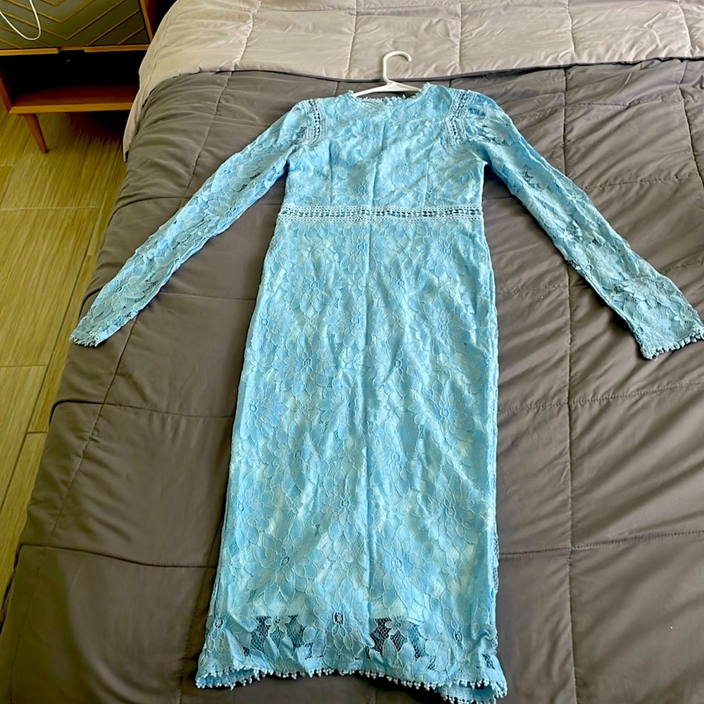Dusty blue bodycon dress
